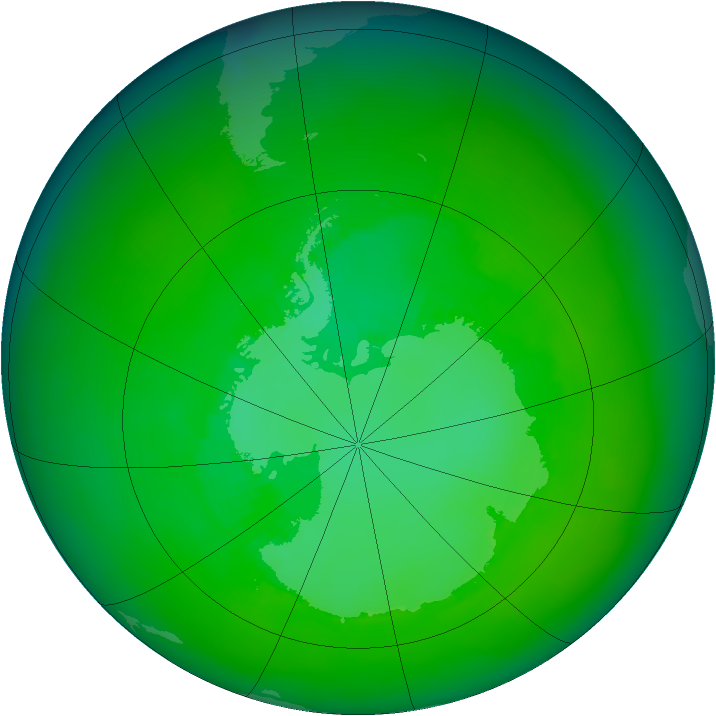 Antarctic ozone map for December 2002